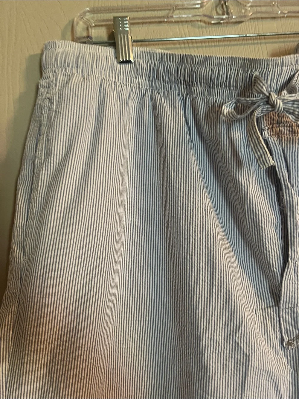 L.L. Bean Light Blue Seersucker Drawstring Pajama Lounge Pants Size XL